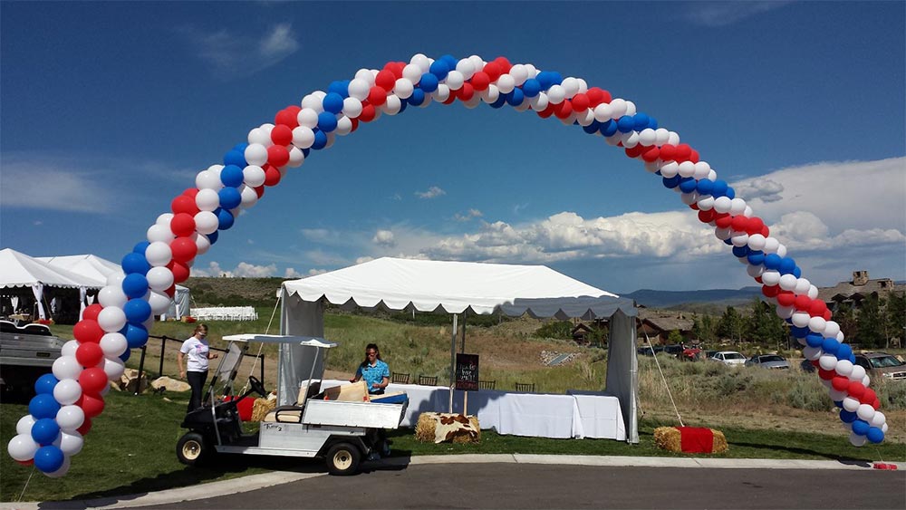 Red, white and blue outdoor arch